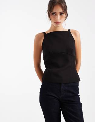Only Back Bow Detailing Structured Top In Black