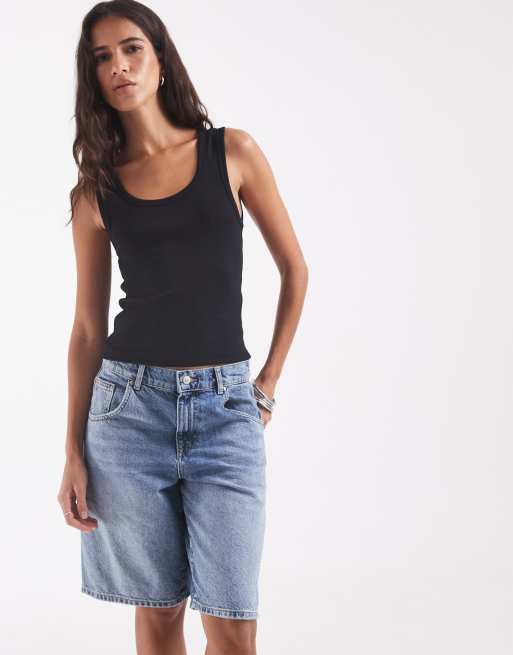 ONLY baggy denim bermuda shorts in mid blue, 5 of 5
