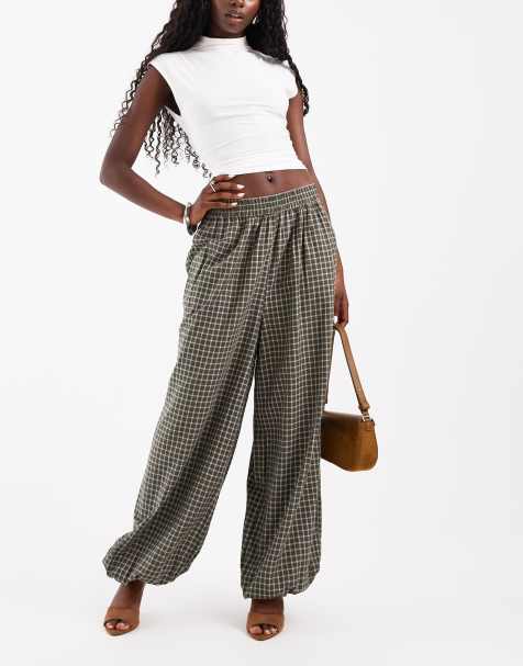 ONLY balloon trousers in green and white check - view 1