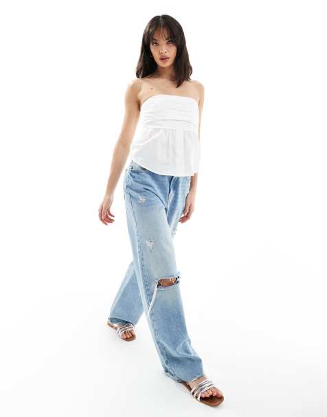 ONLY bandeau shirt top in white  - view 1