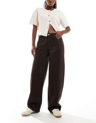 ONLY - Barrel-Jeans in Braun mit hohem Bund-Brown