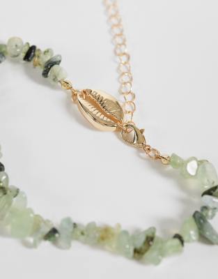 Only Beaded Anklet In Green