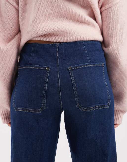 ONLY Becky high waist front seam jeans in dark blue denim, 5 of 5