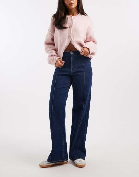 ONLY - Becky - Jeans met hoge taille en naad aan de voorkant in donkerblauw denim - view 1