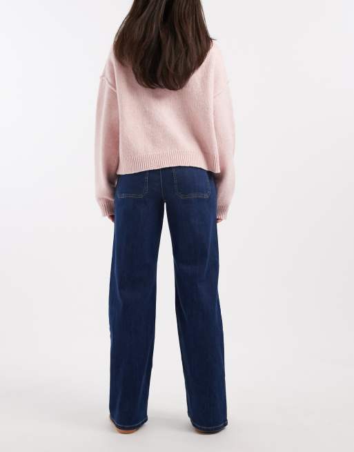 ONLY – Becky – Mörkblå jeans med hög midja och söm framtill, 3 av 5