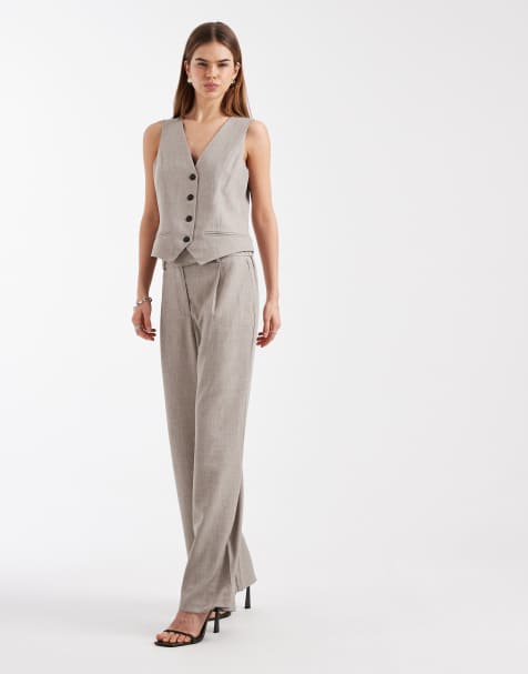 ONLY – Beige, figursydda byxor med vida ben, del av set - view 1