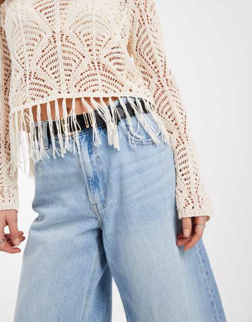 ONLY - Beige hæklet boho-top med frynsedetaljer, 3 af 4