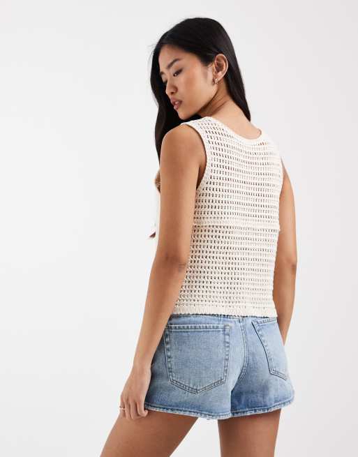 ONLY - Beige hæklet top, 4 af 4