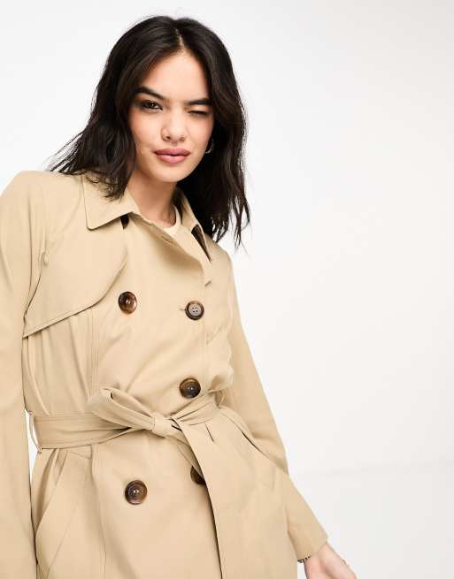 Only – Beige, kort trenchcoat med knäppning , 2 av 4