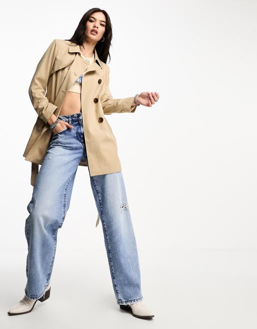 Only – Beige, kort trenchcoat med knäppning , 3 av 4