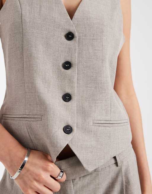ONLY - Beige og figursyet vest - Del af sæt, 3 af 4