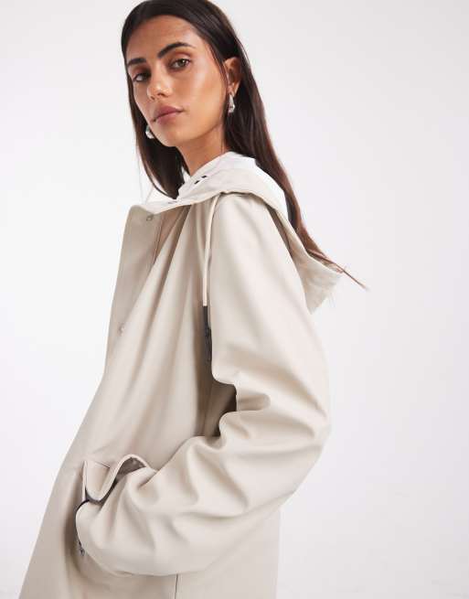 ONLY - Beige regnfrakke med hætte, 3 af 4