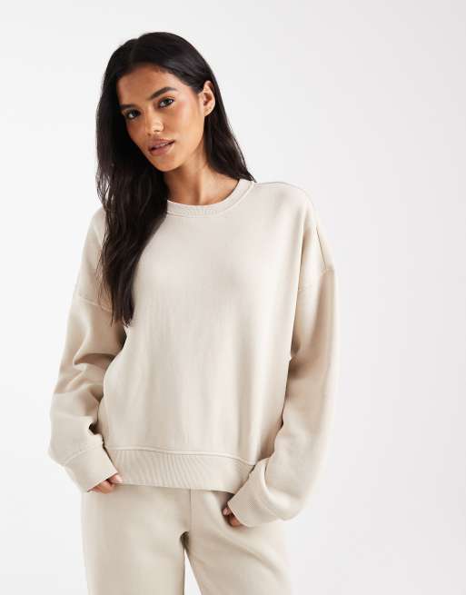 ONLY - Beige sweatshirt med rund hals - Del af sæt