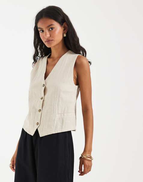 ONLY - Beige vest i hørlook - view 1