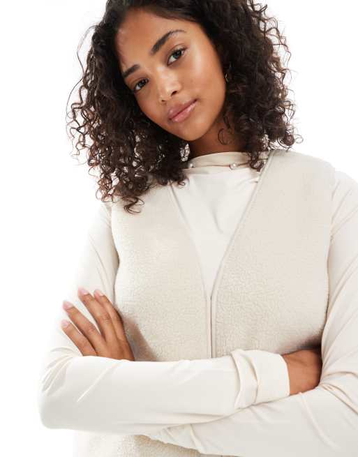 ONLY - Beige vest i teddy-materiale, 3 af 4