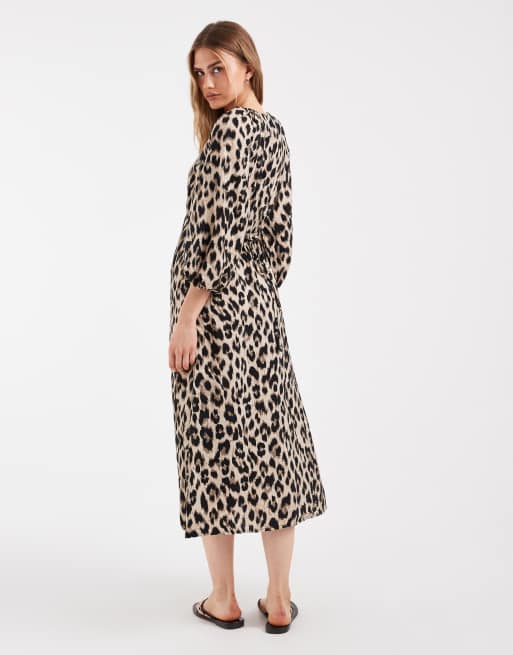 ONLY belt detail maxi dress in animal print, 4 of 4
