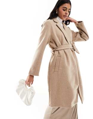 Only Belted Coat In Greige-gray