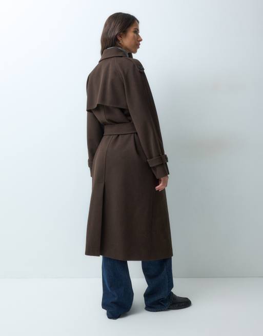 ONLY belted formal coat in chocolate brown, 4 of 4