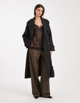 Only Belted Formal Coat In Black