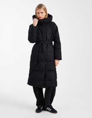 Only Belted Puffer Coat In Black