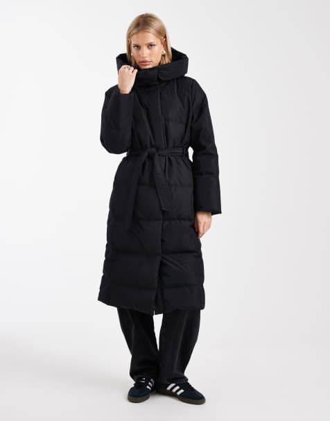ONLY belted puffer coat in black - view 1