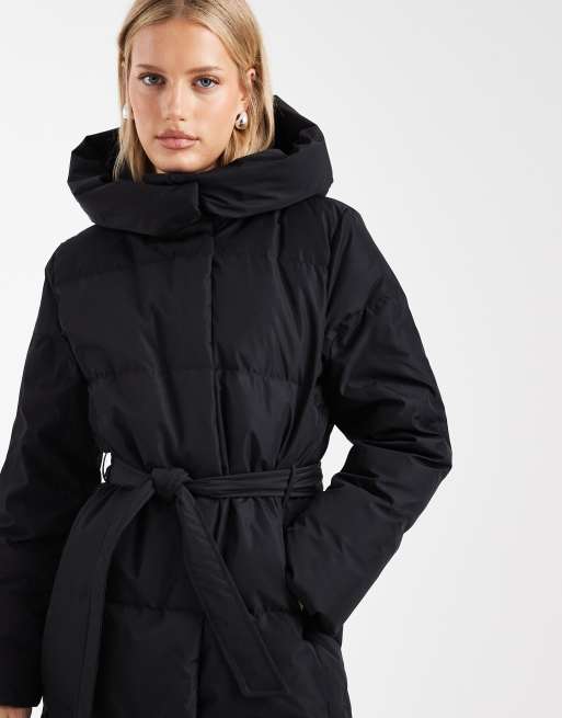 ONLY belted puffer coat in black, 2 of 4