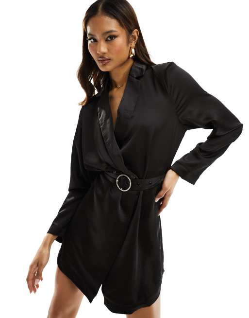 Black satin blazer hot sale dress