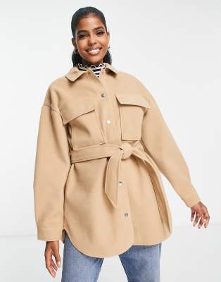 Only belted utility jacket in tan | ASOS