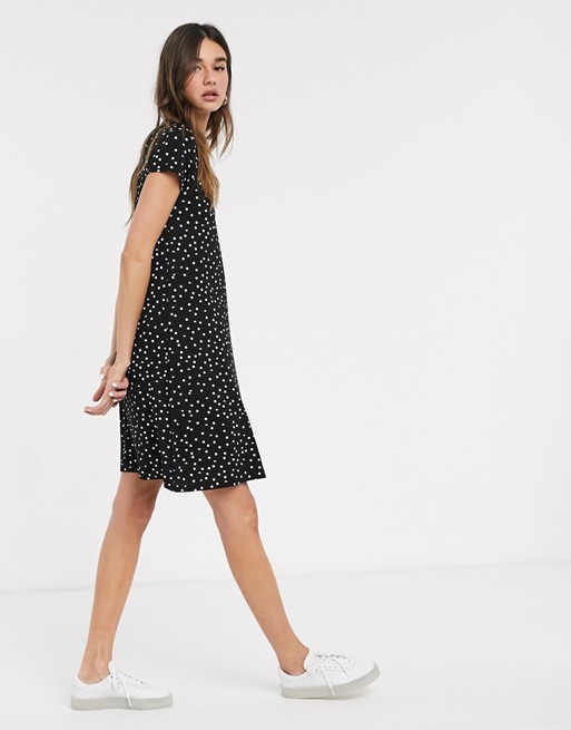 Only Bera black printed lace up back swing dress
