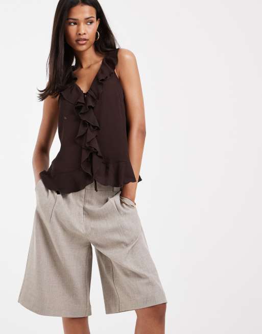 ONLY - Bermuda ajusté à taille haute - Taupe, 2 de 5