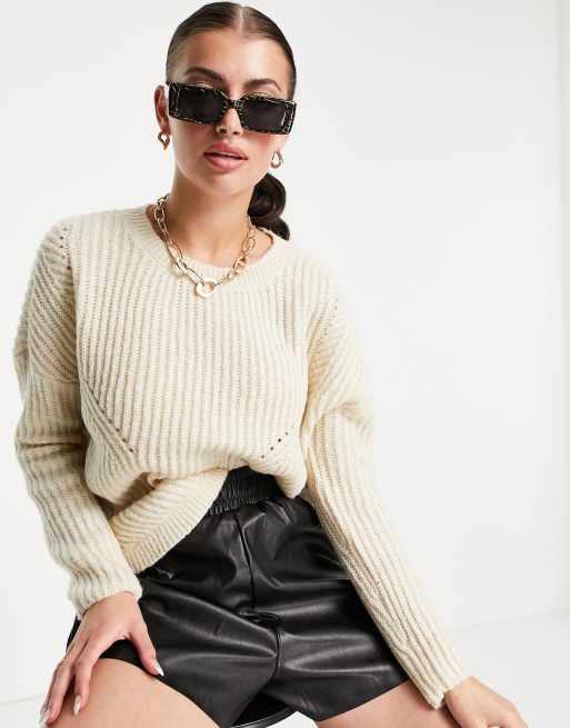 Only - Bernice - Maglione lavorato a maniche lunghe con scollo rotondo, colore grigio