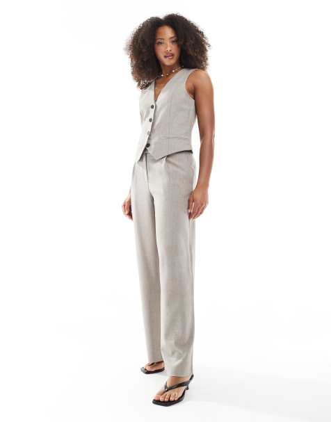 ONLY wide leg tailored trousers co-ord in beige