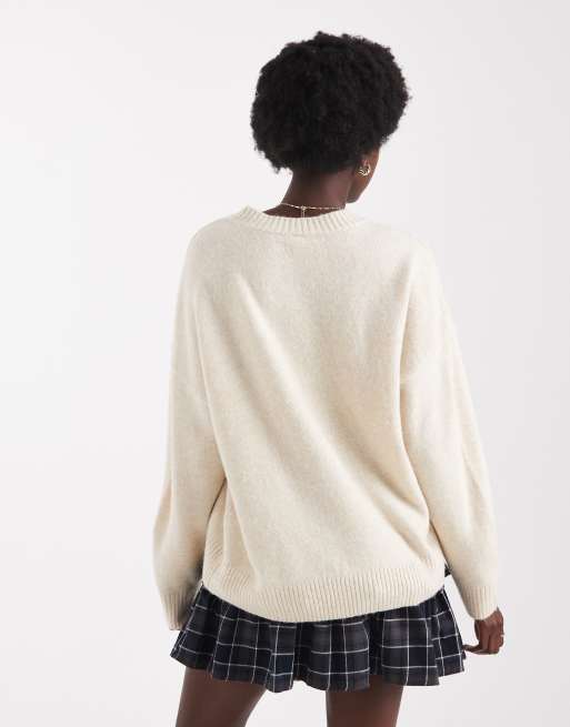 ONLY – Beżowy sweter oversize o bardzo luźnym kroju, 4 z 4