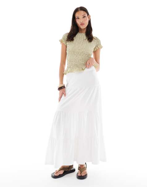 ONLY tiered maxi skirt in white