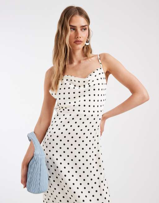 ONLY – Biała sukienka mini na ramiączkach w groszki, 2 z 4