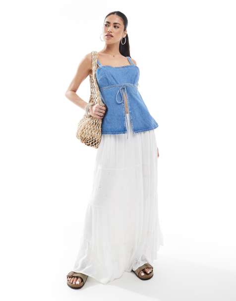 ONLY textured maxi skirt in white