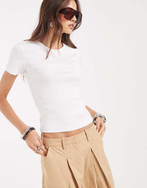 ONLY – Biały dopasowany T-shirt - view 1