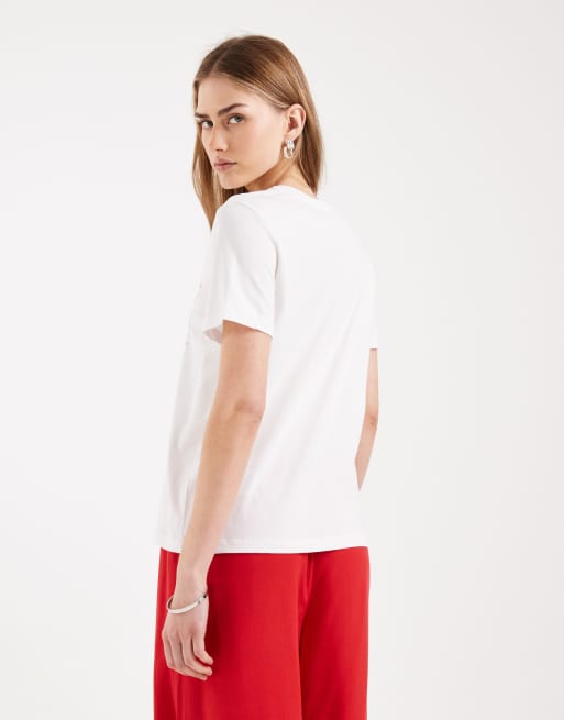 ONLY – Biały T-shirt o regularnym kroju z nadrukiem z makaronem, 2 z 4