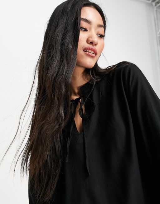Only - Binna - Aangerimpelde, geweven blouse in zwart, 2 van 4