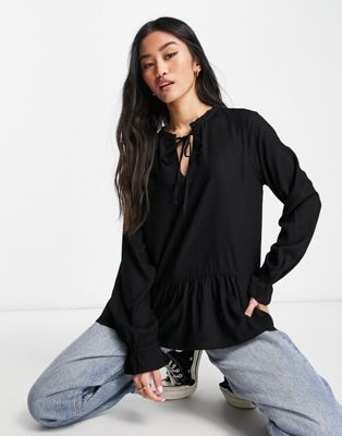 Only binna woven smock blouse in black - ASOS Price Checker
