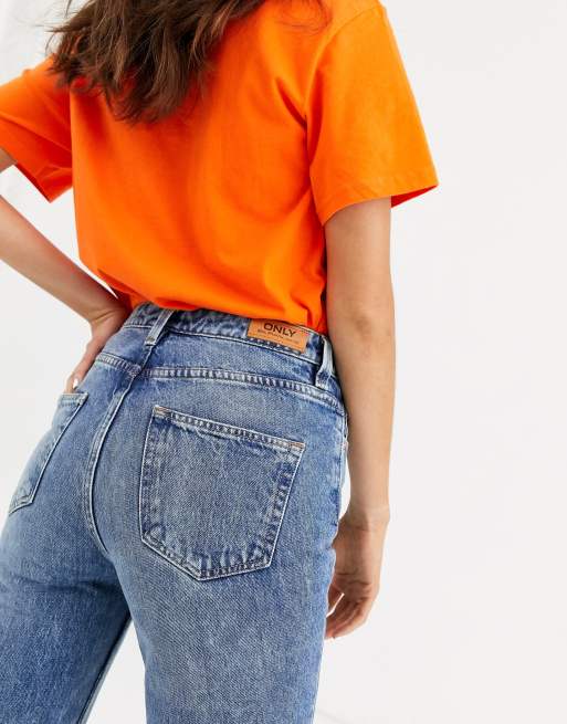 Only – Blå, ankellånga jeans med raka ben och hög midja, 3 av 4