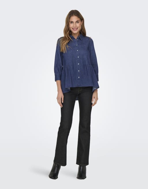 ONLY - Blå denimskjorte, 3 af 4