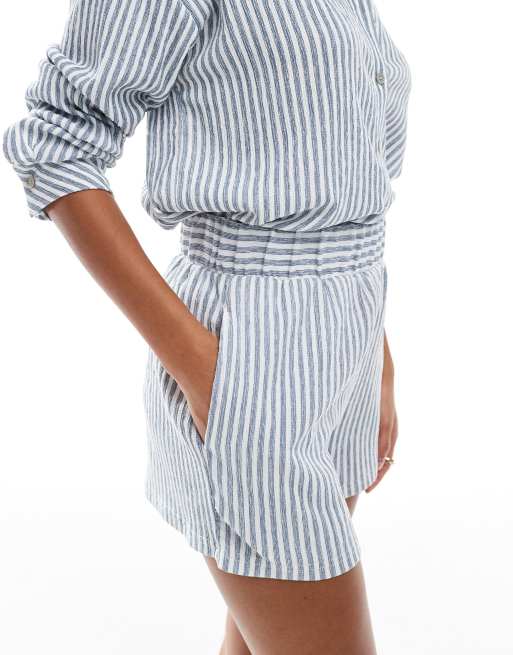 ONLY – Blårandiga, strukturerade shorts, del av set, 2 av 5