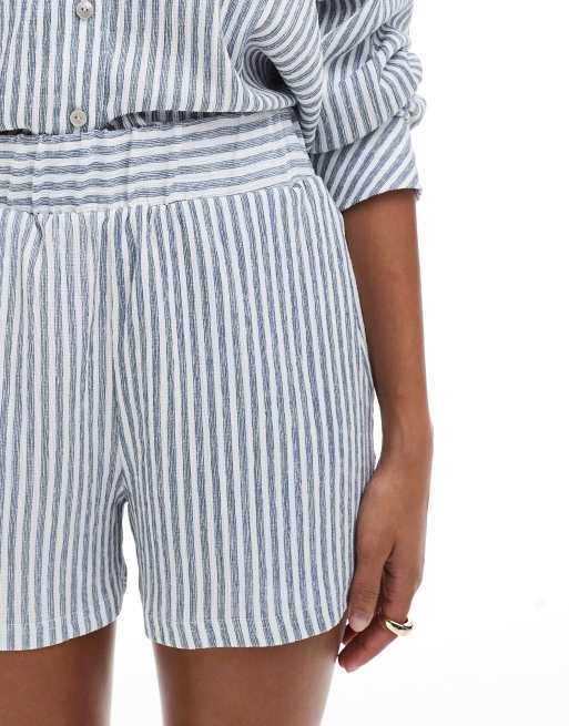 ONLY – Blårandiga, strukturerade shorts, del av set, 3 av 5