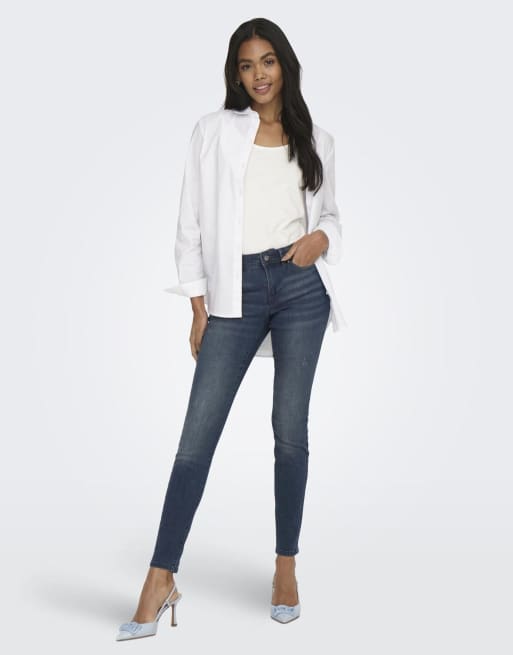 ONLY – Blåsvarta skinny jeans