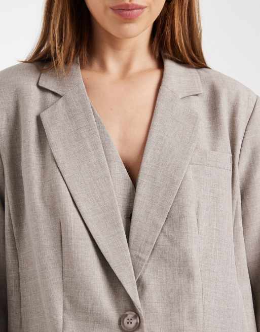 ONLY - Blazer sartoriale oversize beige in coordinato, 3 di 4