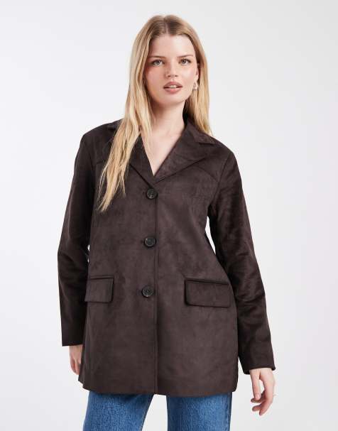 ONLY - Blazer van imitatiesuède in chocoladebruin - view 1