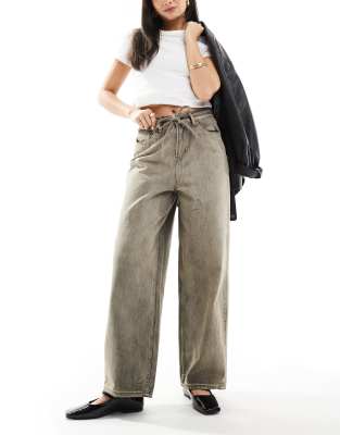 Shop Only Bleecker Tie Waist Barrel Leg Jeans In Brown