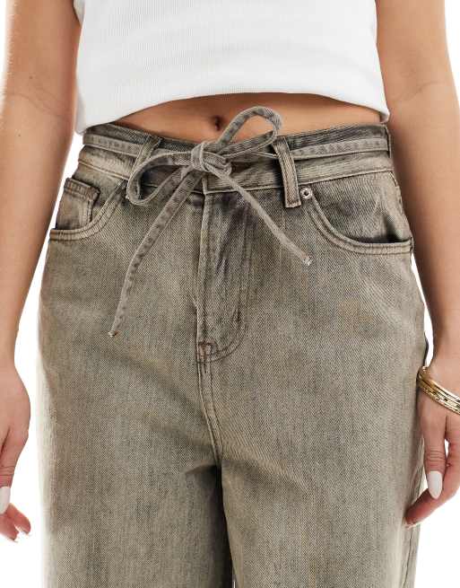 ONLY - Bleecker - Jean ample avec lien noué à la taille - Gris délavé vintage, 5 de 5