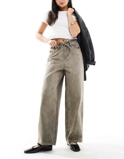 ONLY - Bleecker - Jeans met ronde pijpen en strik in gewassen grijs, 2 van 5